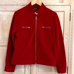 Red Fleece Jacket Cozy Causal Soft Warm Fleece Utility Technical Gorpcore